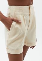 Women Beige Shorts with Waist Detail