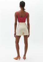 Women Beige Shorts with Waist Detail