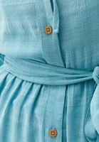 نساء أزرق فستان بتصميم قميص متوسط الطول