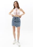 Women Blue High Rise Asymmetrical Denim Skirt