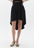 Women Black Asymmetrical Skirt with Gippe Detail