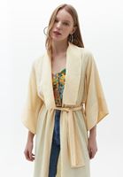 Women Yellow Waist-Tie Kimono