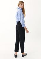 Women Black High Rise Elastic Belly Trousers