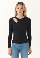 Women Black Cut-Out Detailed Knitwear Sweater