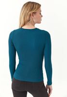 Women Blue Cut-Out Detailed Knitwear Sweater