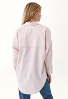 Bayan Pembe Çizgili Oversize Gömlek