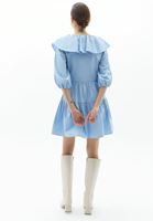 Women Blue Ruffle Collar Mini Dress