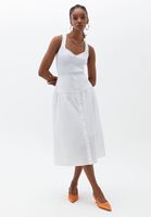 Women White Poplin Skirt with Waist Detail