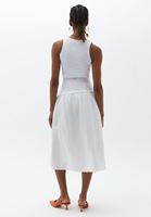 Women White Poplin Skirt with Waist Detail