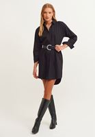 Women Black Cotton Shirt Dress
