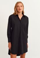 Women Black Cotton Shirt Dress