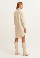 Women Beige Cotton Shirt Dress