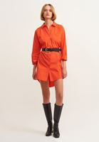 Women Orange Cotton Shirt Dress