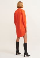 Women Orange Cotton Shirt Dress