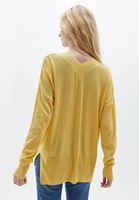 Women Yellow V-neck Knitwear Sweater