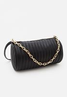 Women Black Barrel Bag with Chain Detail