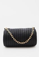 Women Black Barrel Bag with Chain Detail