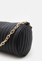 Women Black Barrel Bag with Chain Detail