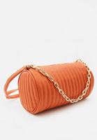 Women Orange Barrel Bag with Chain Detail