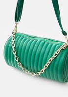 Women Green Barrel Bag with Chain Detail