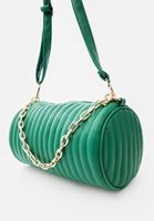 Women Green Barrel Bag with Chain Detail
