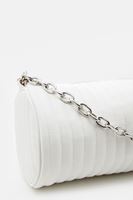 Women White Barrel Bag with Chain Detail