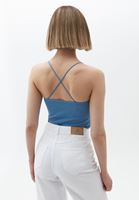 Bayan Mavi Sırt Detaylı Dikişsiz Bodysuit