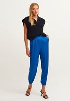 Bayan Mavi Saten Jogger Pantolon