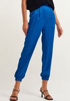 Bayan Mavi Saten Jogger Pantolon