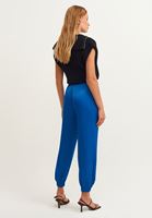 Bayan Mavi Saten Jogger Pantolon