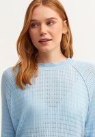 Bayan Mavi Ajurlu Triko Kazak ( TENCEL™ )