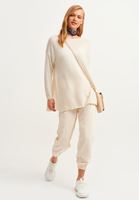 Bayan Açık Krem Oversize Triko Kazak ( TENCEL™ )