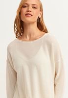 Bayan Açık Krem Oversize Triko Kazak ( TENCEL™ )