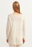 Bayan Açık Krem Oversize Triko Kazak ( TENCEL™ )