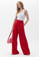 Bayan Bordo Pile Detaylı Bol Pantolon ( TENCEL™ )