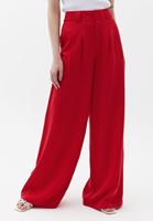 Bayan Bordo Pile Detaylı Bol Pantolon ( TENCEL™ )