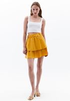 Women Yellow Layered Mini Skirt