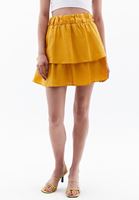 Women Yellow Layered Mini Skirt