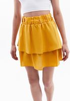 Women Yellow Layered Mini Skirt