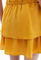 Women Yellow Layered Mini Skirt