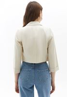 Bayan Bej Düğmeli Blazer Crop Ceket ( TENCEL™ )