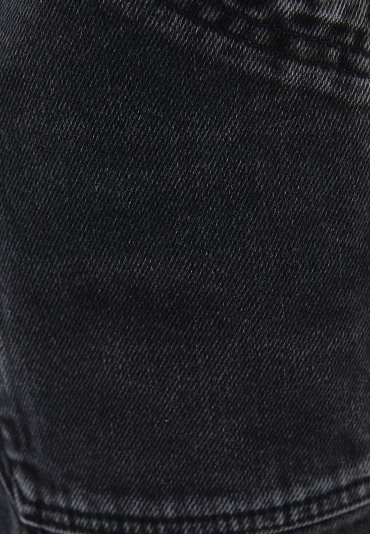 نساء أسود بنطال جينز قطن بخصر مرتفع