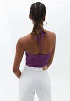 Women Purple Crop Top with Cut Out Detail