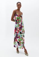 Women Mixed Maxi Dress with Tie-Up Detail