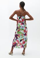 Women Mixed Maxi Dress with Tie-Up Detail