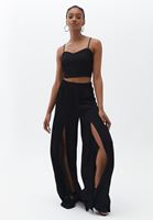 Women Black Crop Top with Thin Straps