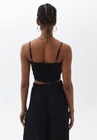 Women Black Crop Top with Thin Straps