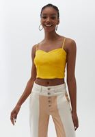 Women Yellow Crop Top with Thin Straps