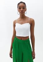 Women White Crop Top with Thin Straps