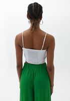 Women White Crop Top with Thin Straps